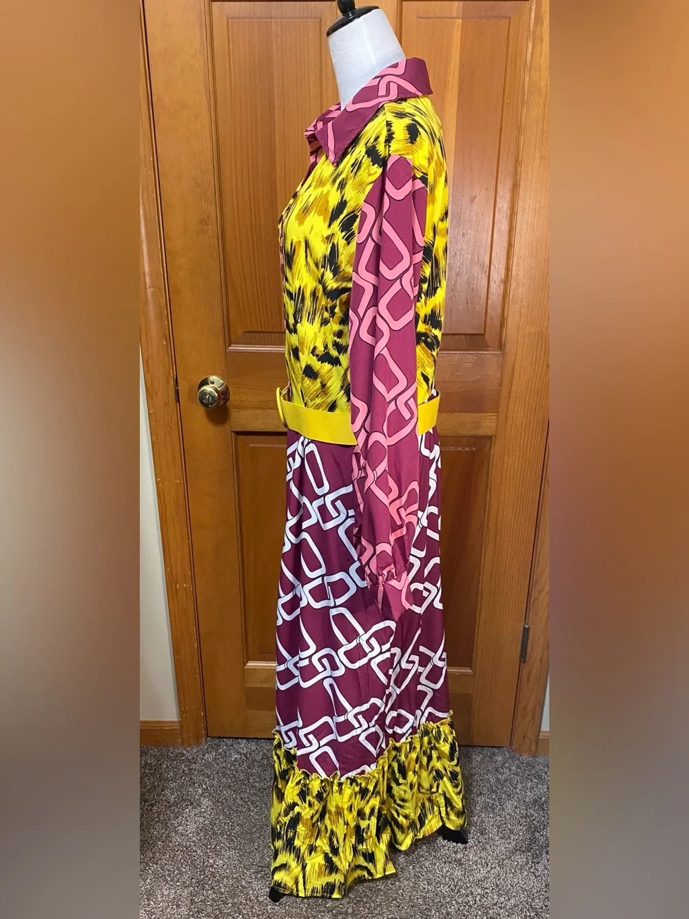 NWT Ashley Stewart Plus Size Vibrant Abstract Printed Shirt Dress with Belt - Picture 5 of 6